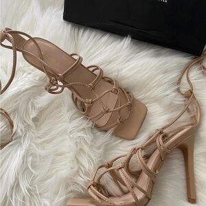PrettyLittleThing Tan Strappy Heels
